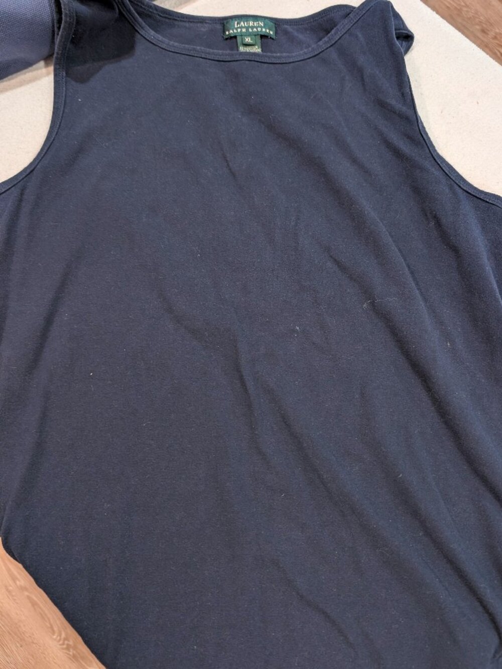 Lauren Ralph Lauren Navy Sleeveless Stretch Cotton Shell Top XL